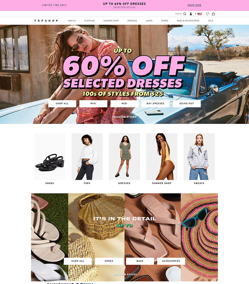 Topshop US 英国最大的时尚服装零售网站