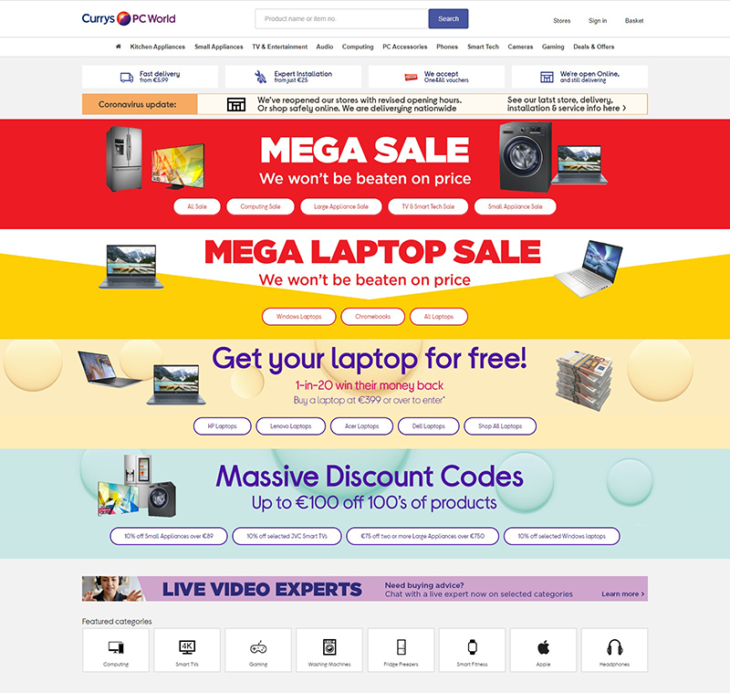 Currys PC World IE 爱尔兰领先电器零售网站