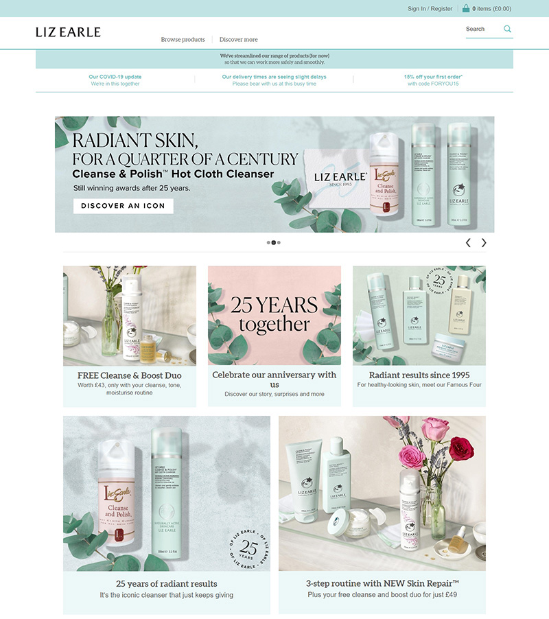 Liz Earle Beauty 英国天然活性护肤品品牌官网