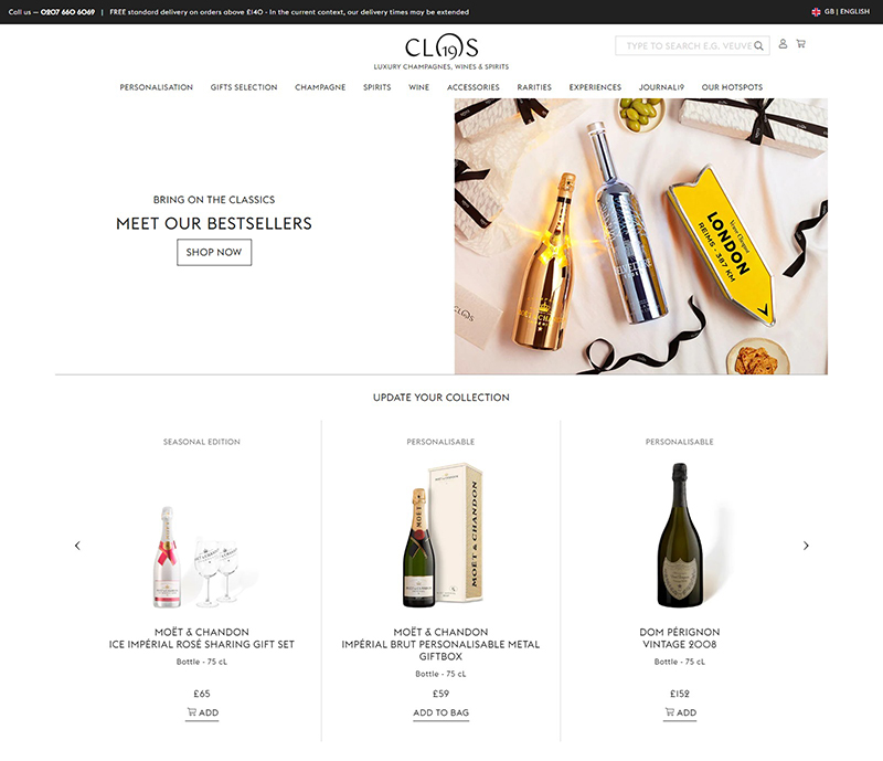 Clos19 UK 法国高档香槟，葡萄酒在线购物平台