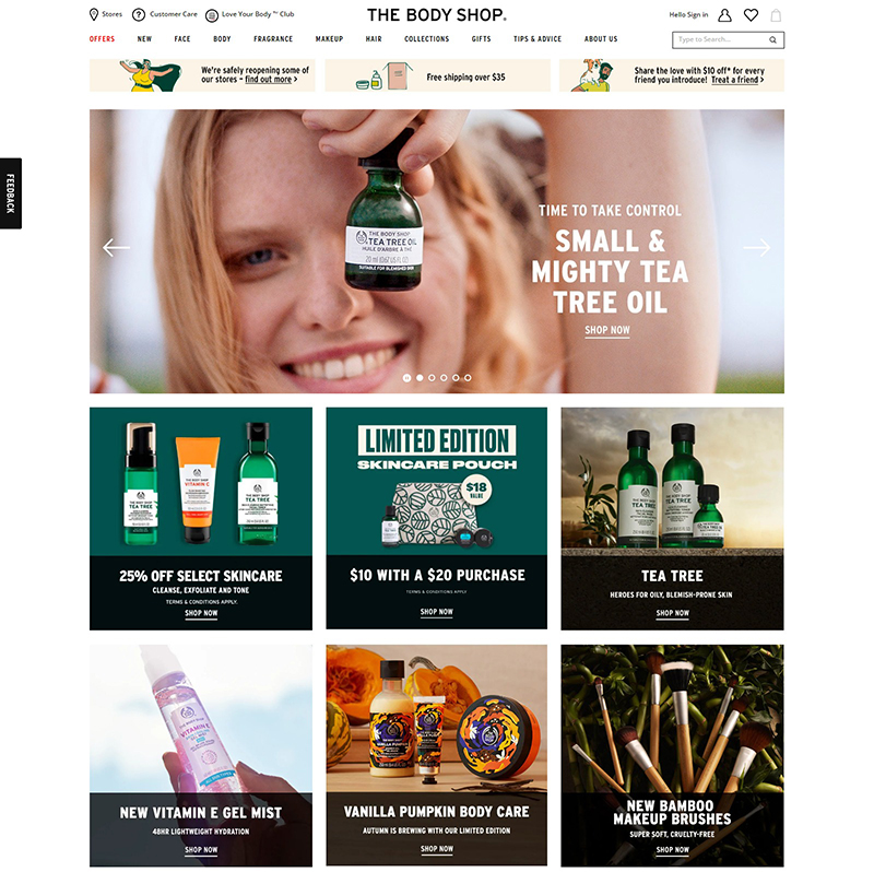 The Body Shop 美体小铺 面部肌肤及身体护理零售网站