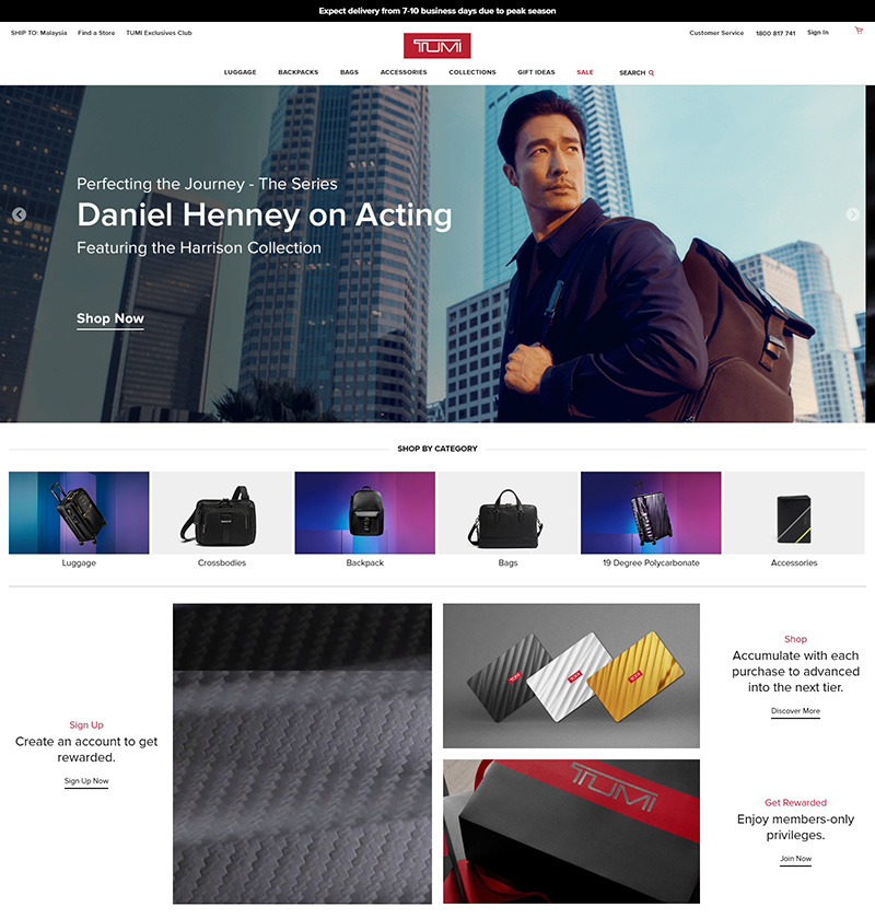 TUMI 途明高品质商务旅行产品网站