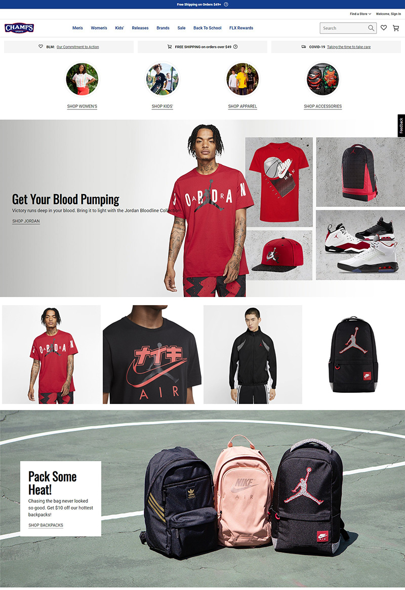 Champs Sports 品牌运动产品北美商城