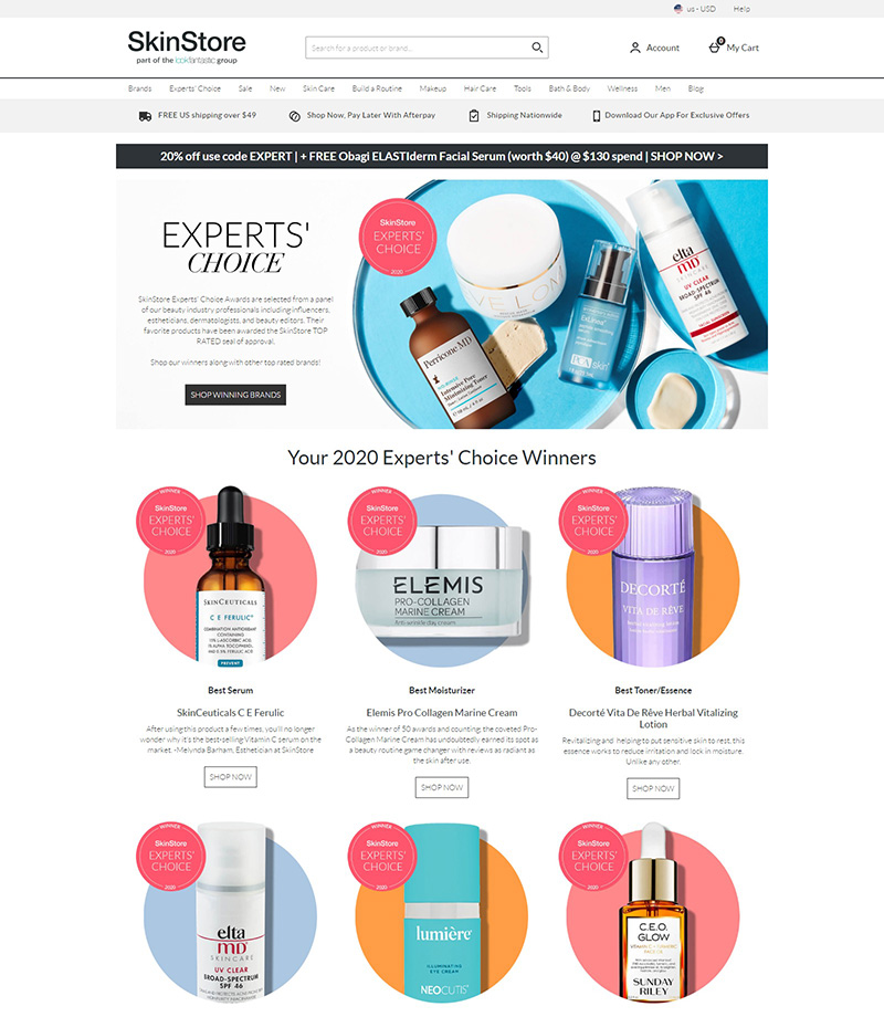 SkinStore 美国品牌美妆护肤品购物网站
