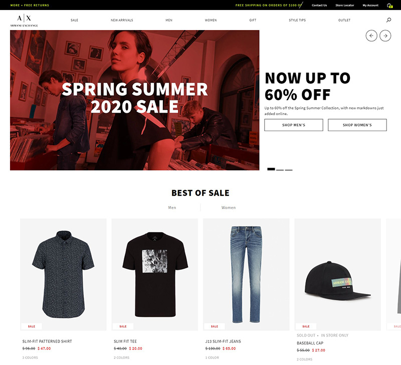 Armani Exchange US 阿玛尼休闲运动品牌网站