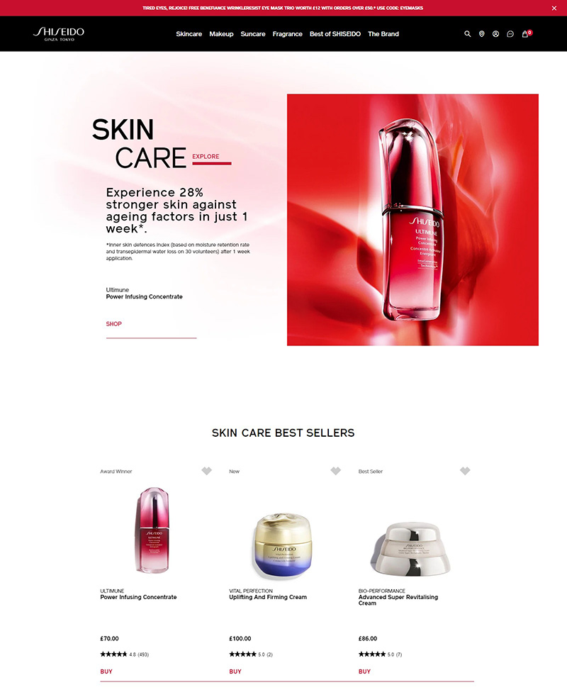 Shiseido UK 日本品牌化妆品英国海淘网站