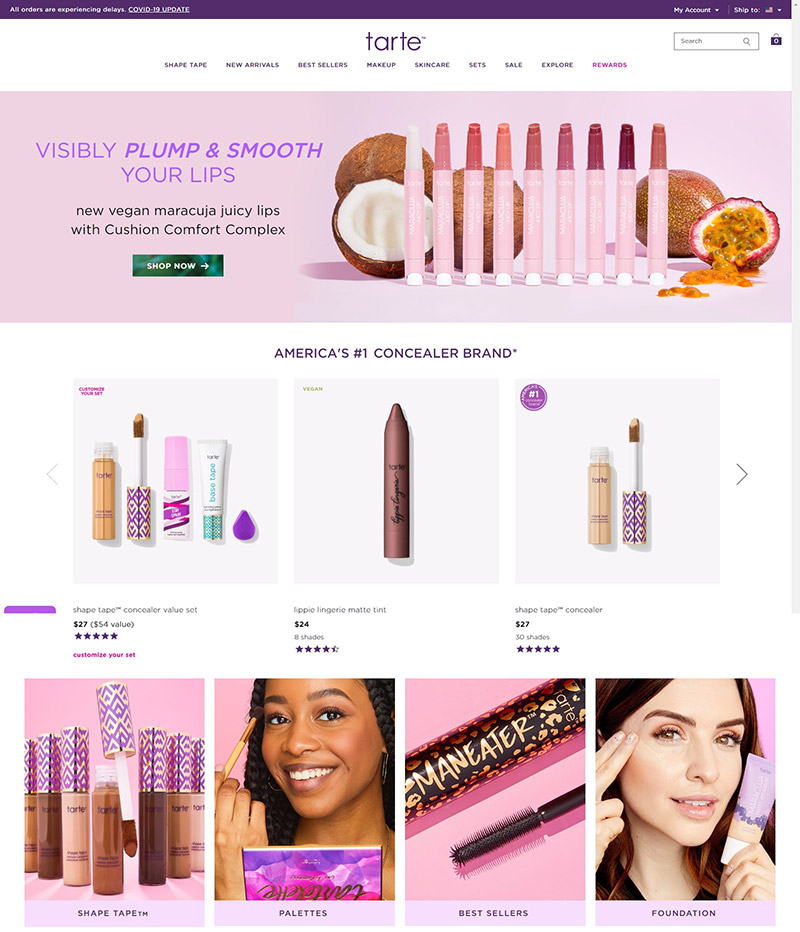 Tarte Cosmetics 美国化妆品公司官网