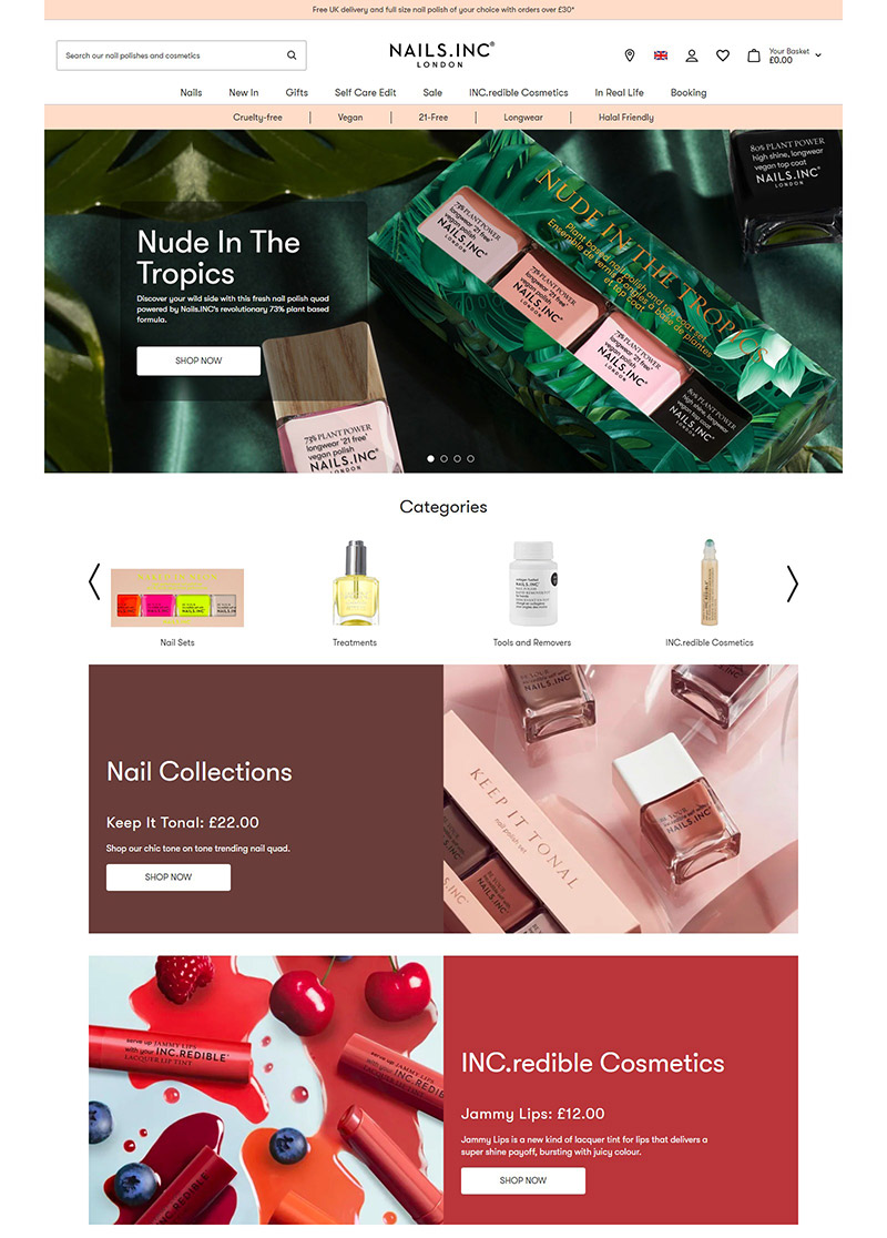 Nails Inc 英国指甲油彩妆品牌网站