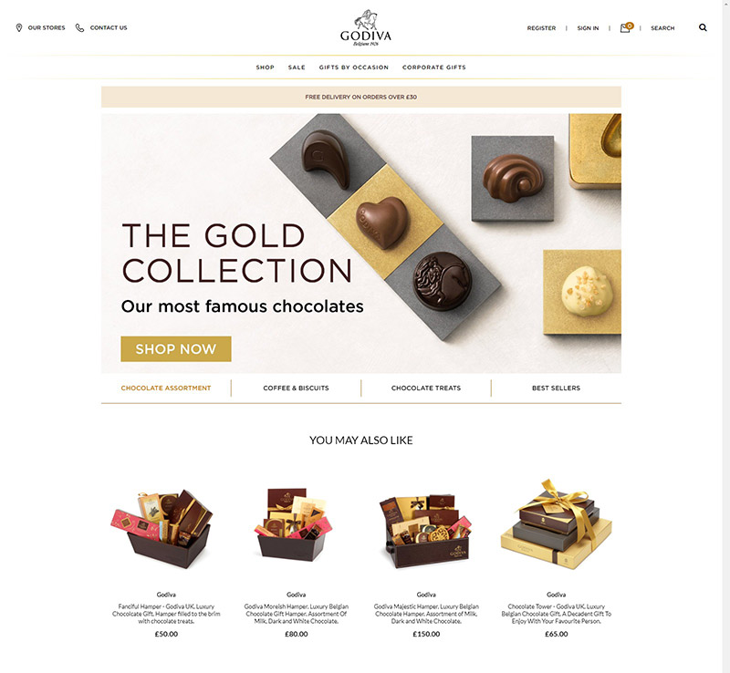 Godiva Chocolates UK  比利时葛黛瓦夫人巧克力零售网站