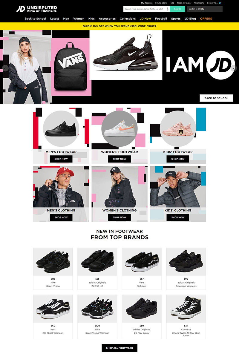 JD Sports UK  英国品牌运动服饰零售网站