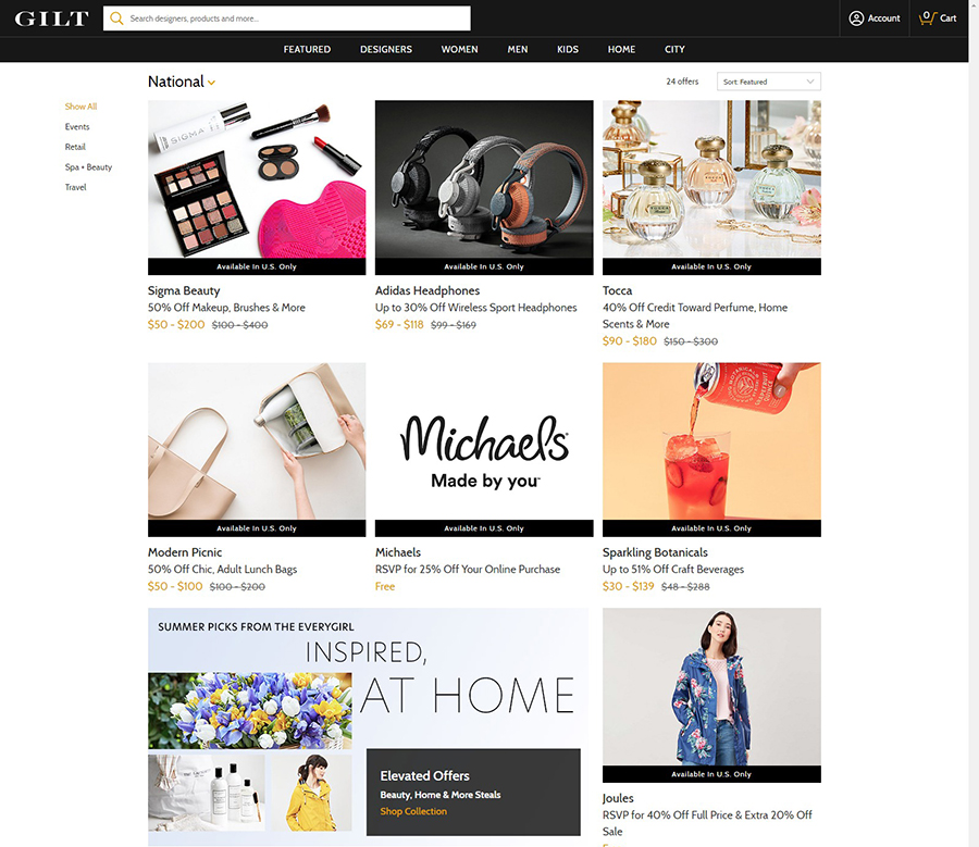 Gilt City 高端品牌在线团购网站