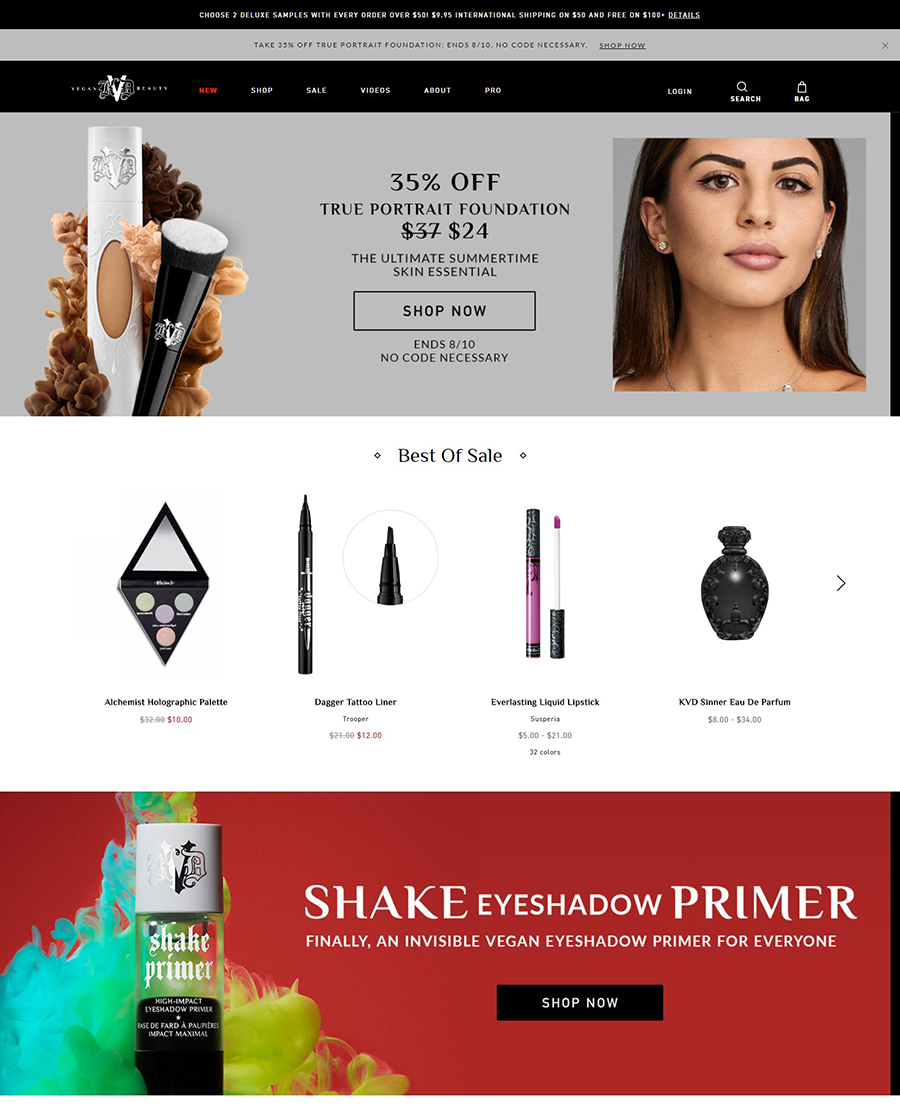 KVD Vegan Beauty 新一代美容护肤产品零售网站