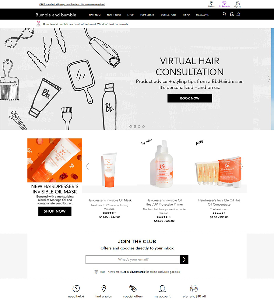 Bumble and Bumble 美国美发品牌网站