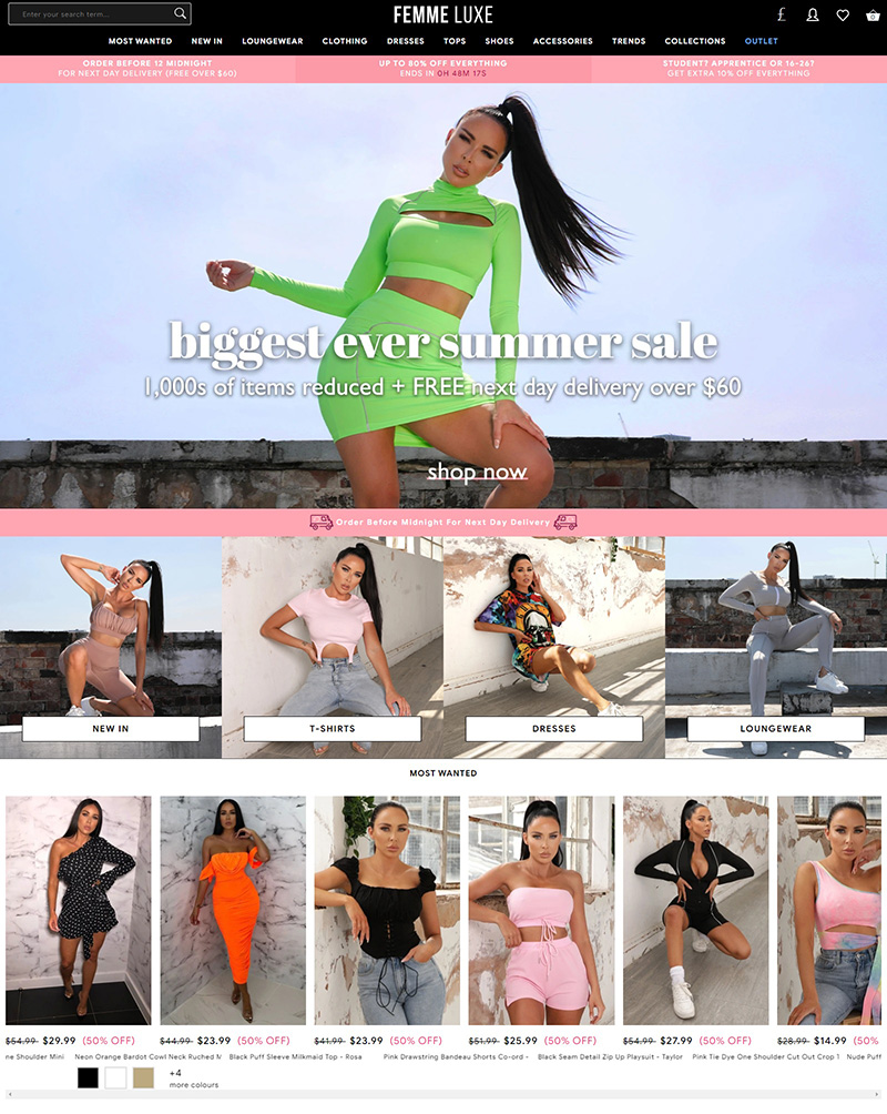 Femme Luxe US 女性服装时尚品牌网站