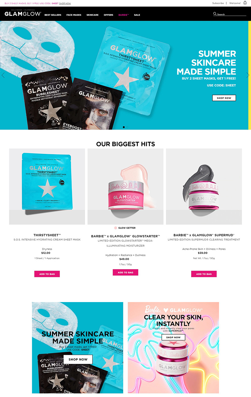 GLAMGLOW 美国知名品牌面膜网站