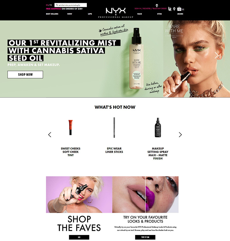 NYX Canada 加拿大创新化妆品品牌网站