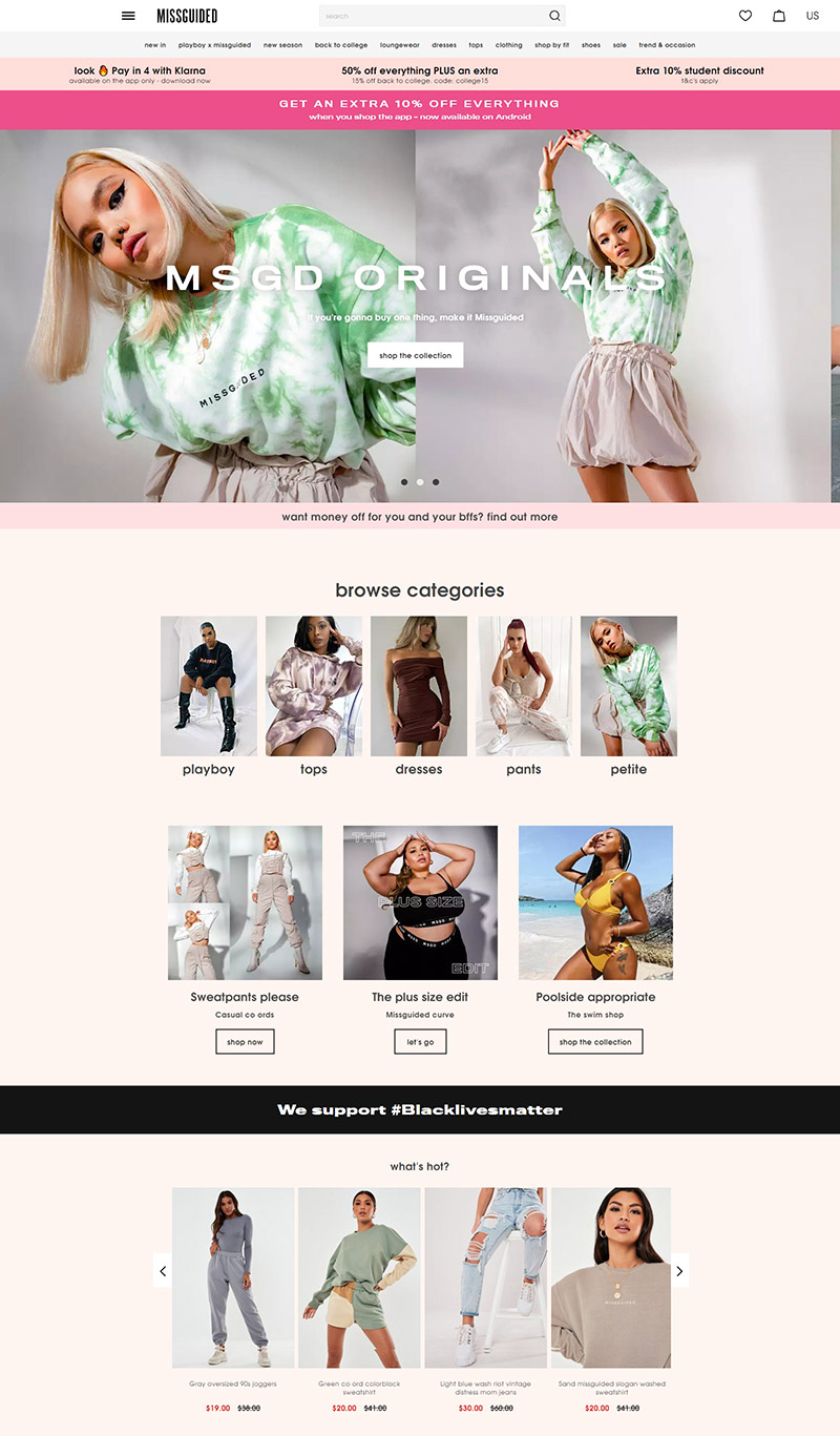 Missguided US&CA  美国时尚品牌服饰海淘网站