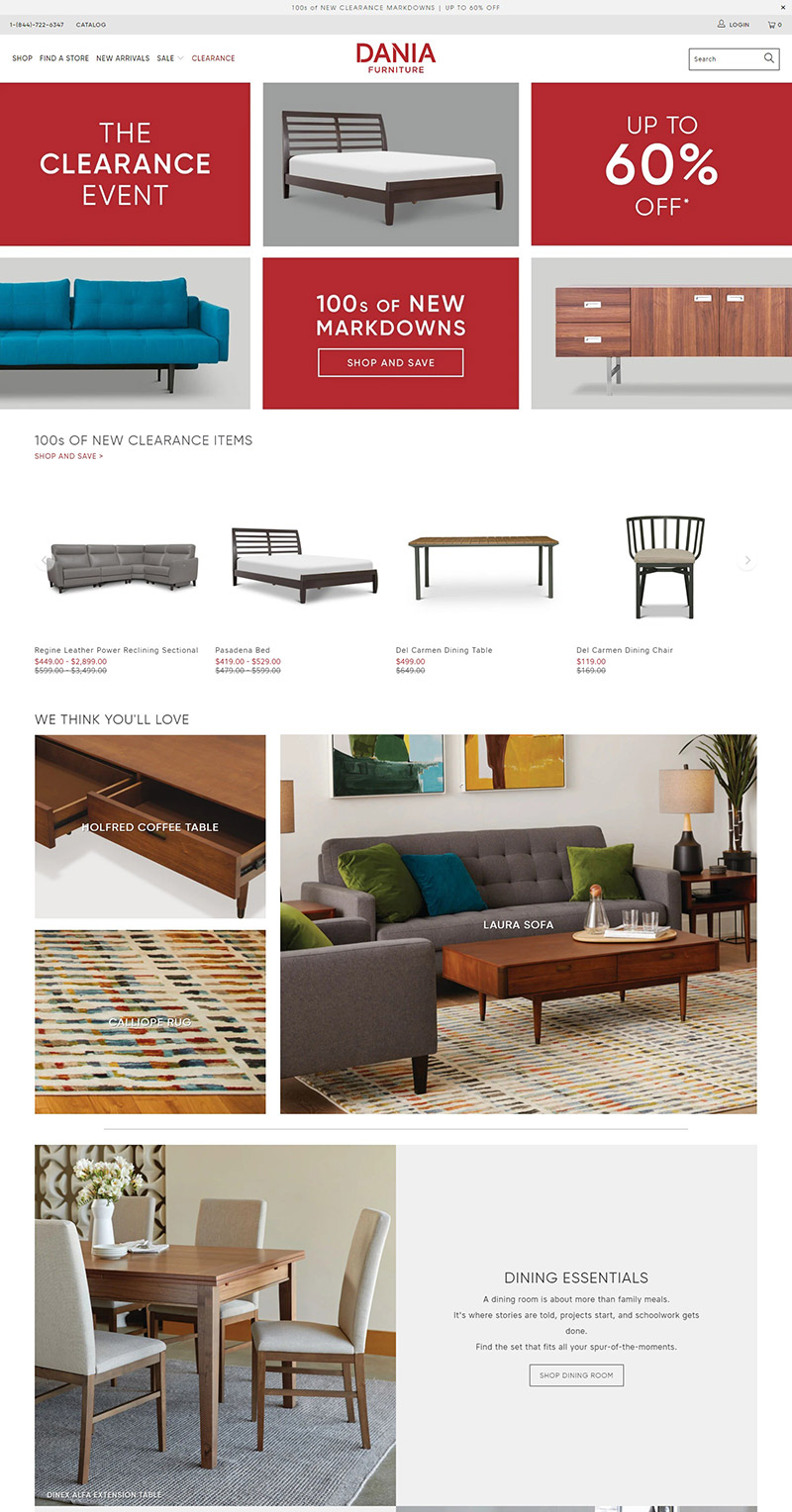 Dania Furniture 达尼亚家具品牌网站