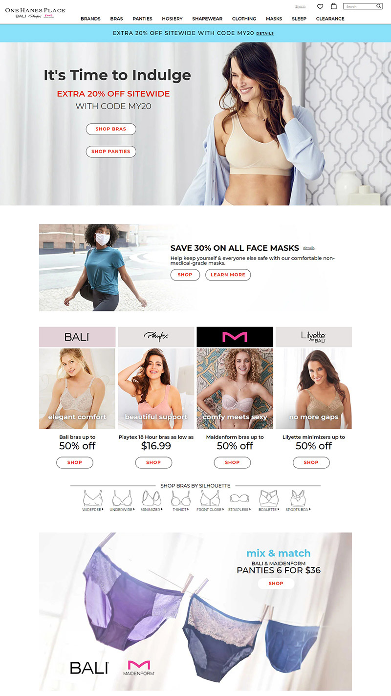 One Hanes Place 女性内衣在线折扣网站