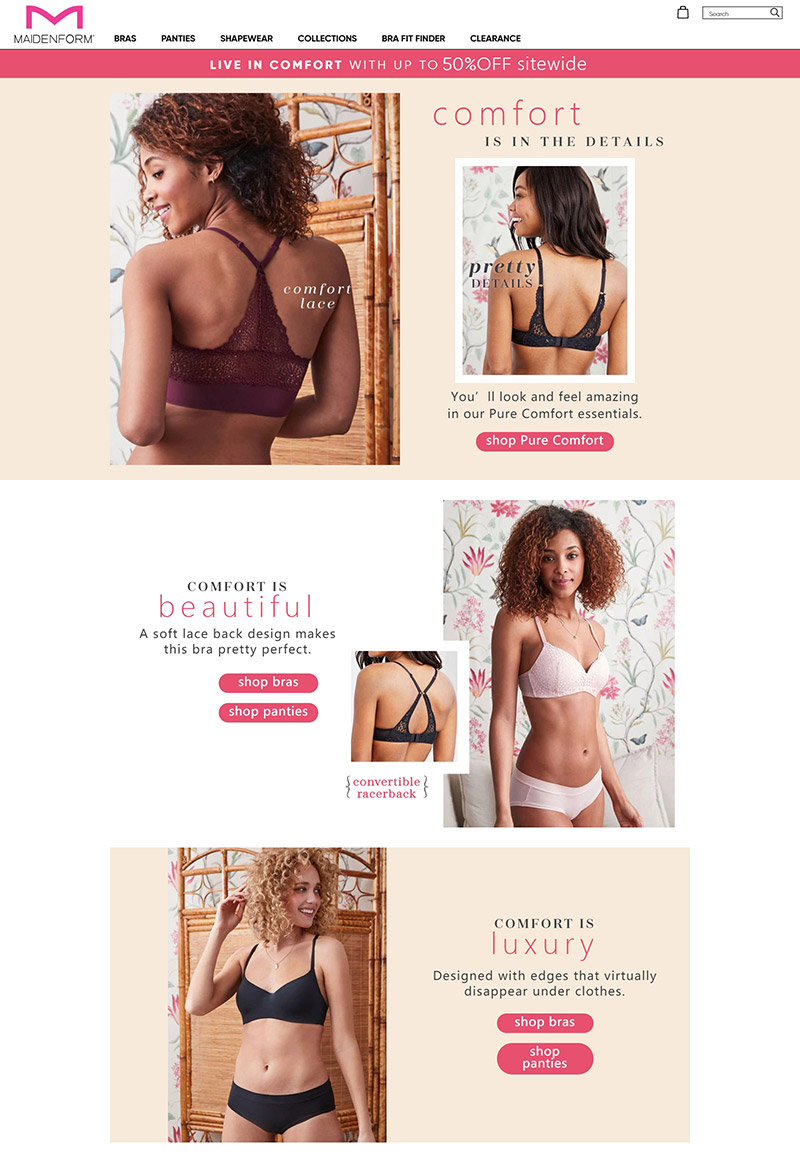 Maidenform 美国文胸内衣品牌网站