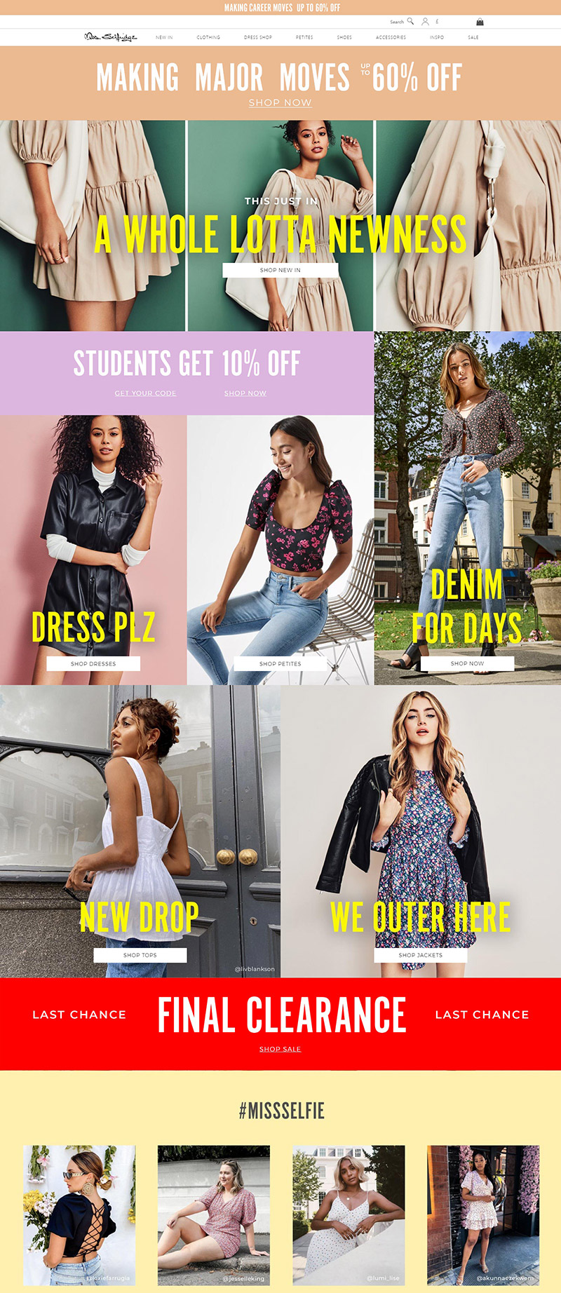 Miss Selfridge UK 英国时尚少女服饰品牌网站
