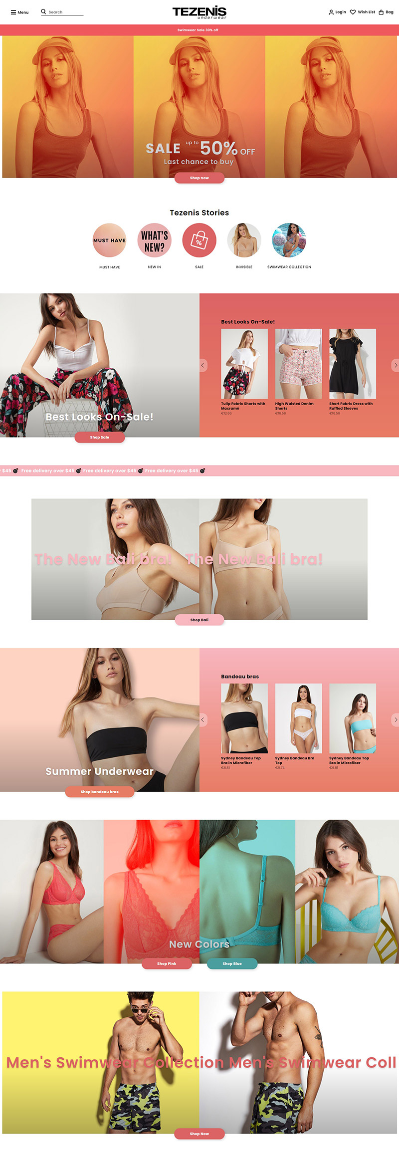 Tezenis 英国时尚泳衣内衣品牌网站