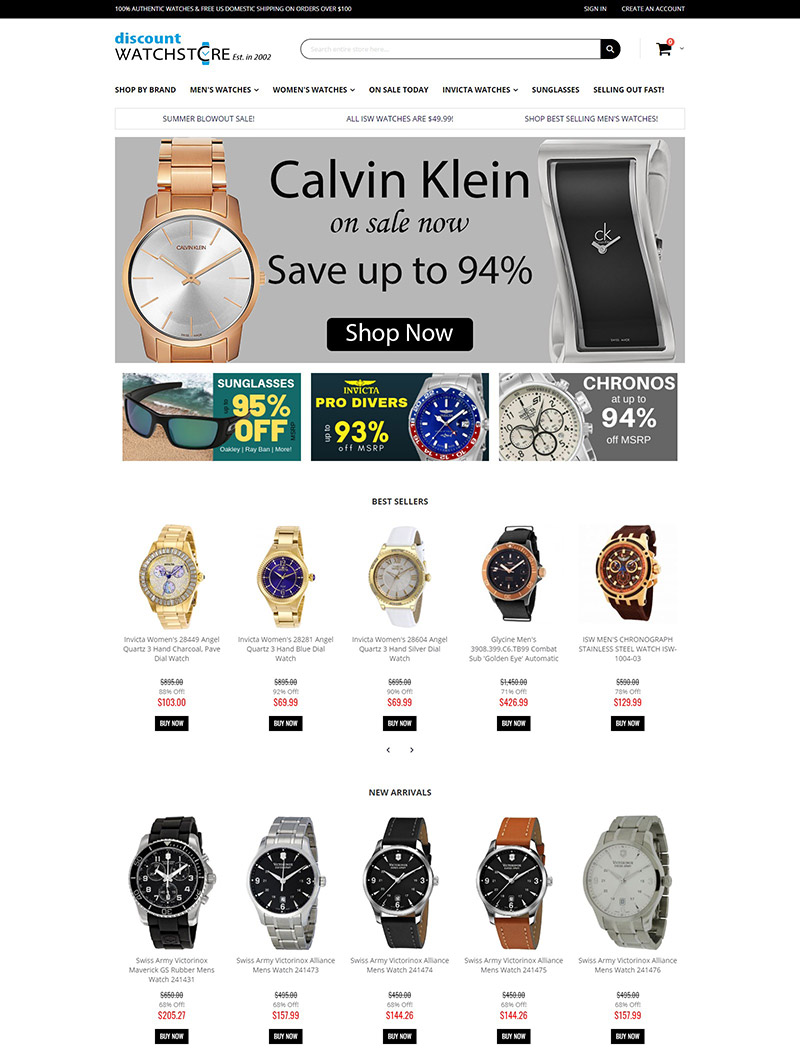 Discount Watch Store 美国品牌手表折扣网站