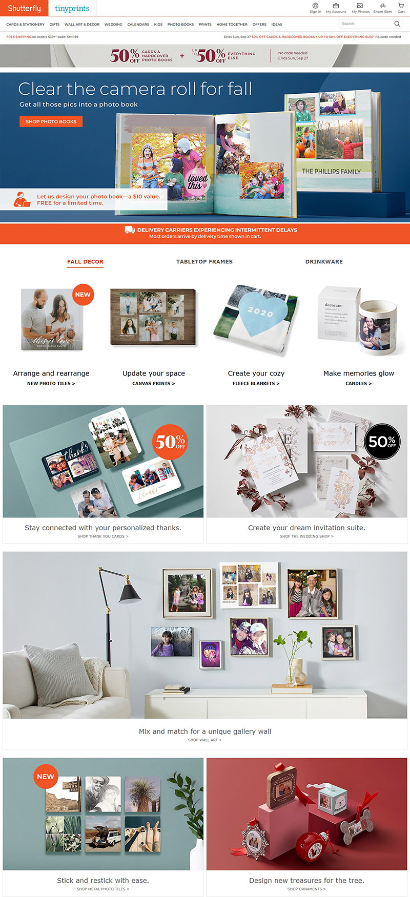 Shutterfly 美国网上冲印定制网站