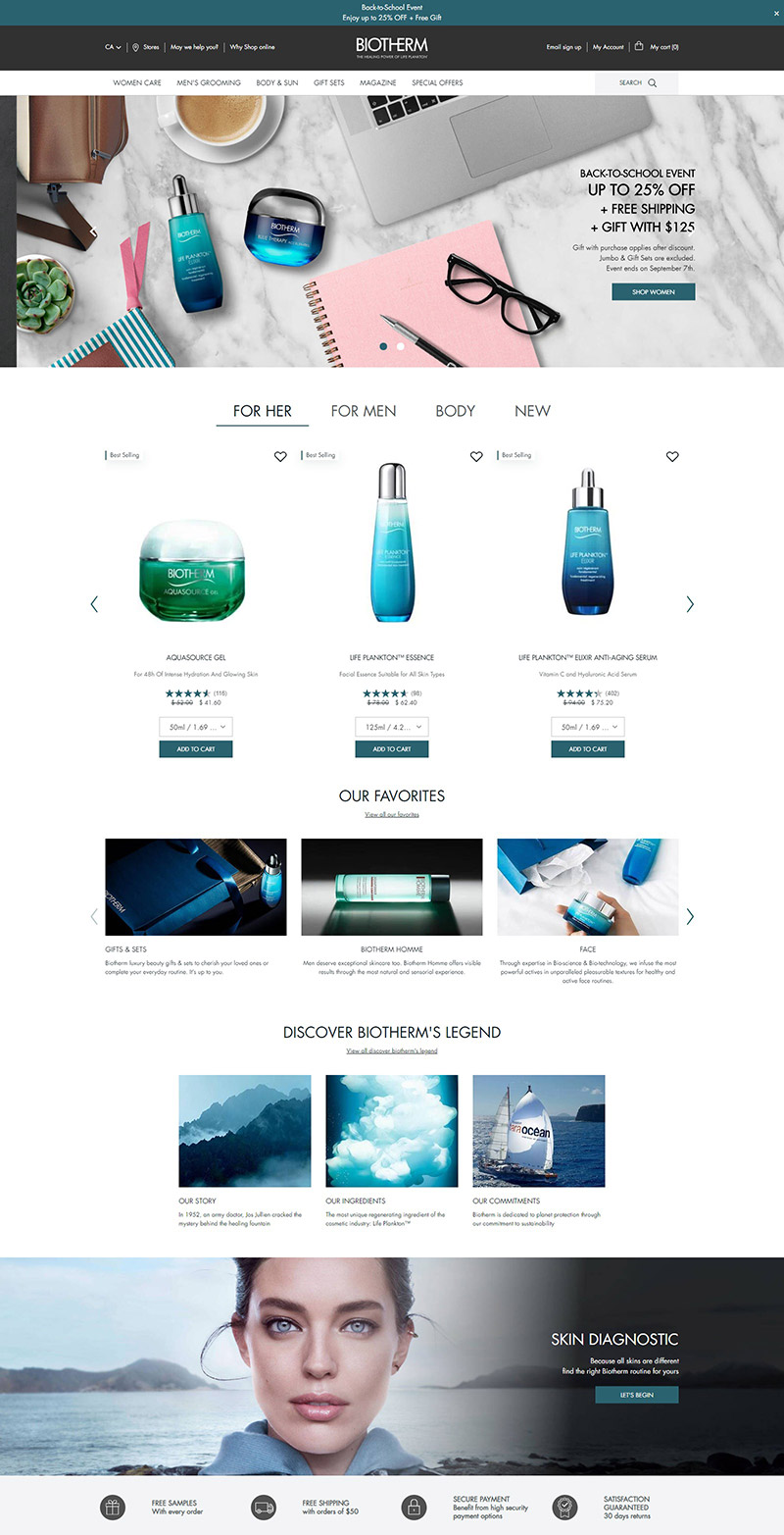 Biotherm CA 欧洲高端护肤品牌网站