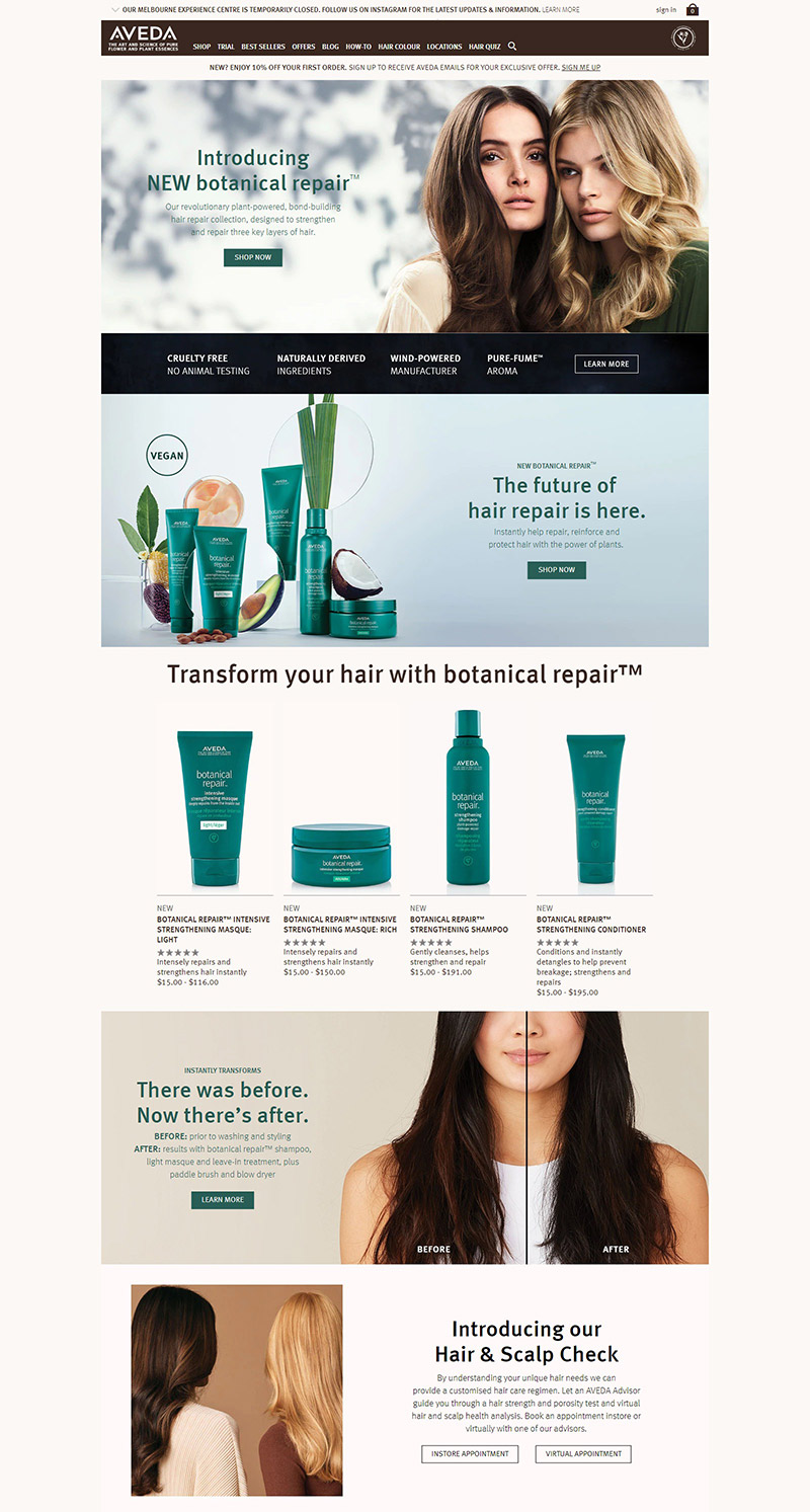 Aveda Australia 全球知名美发及护肤品牌网站
