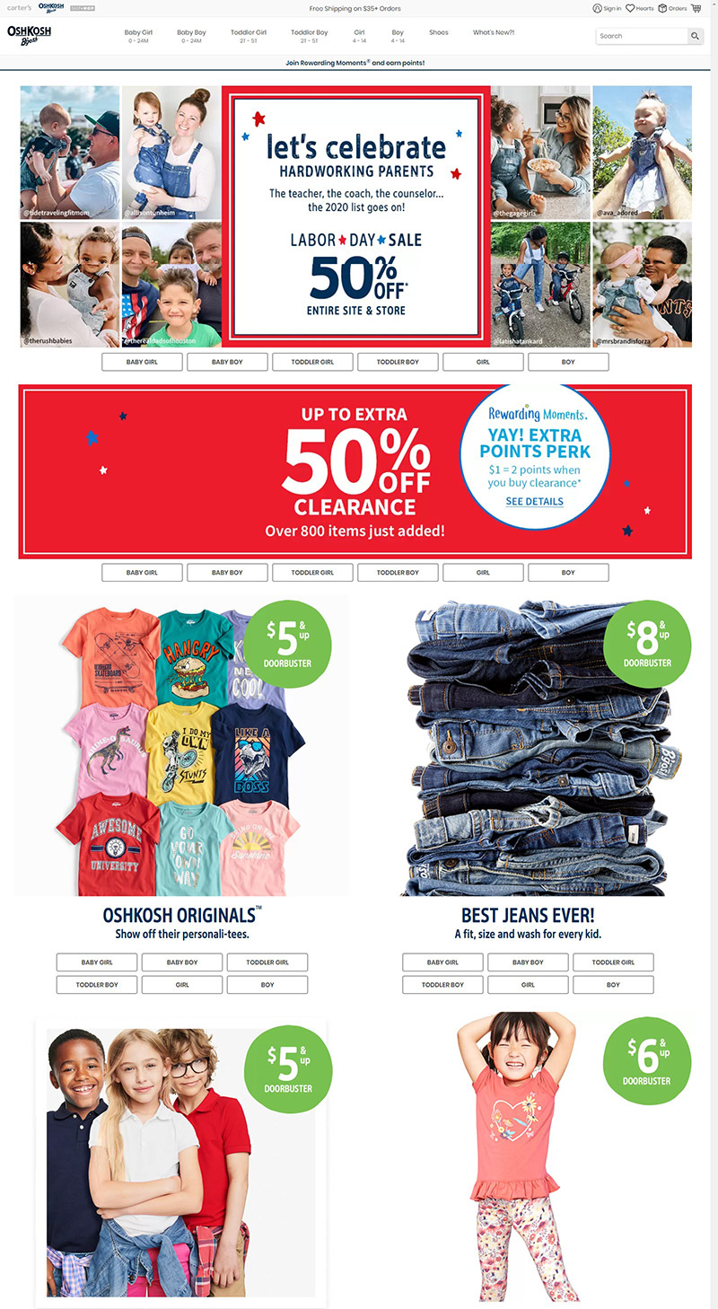 Oshkosh B'gosh 美国知名童装品牌网站