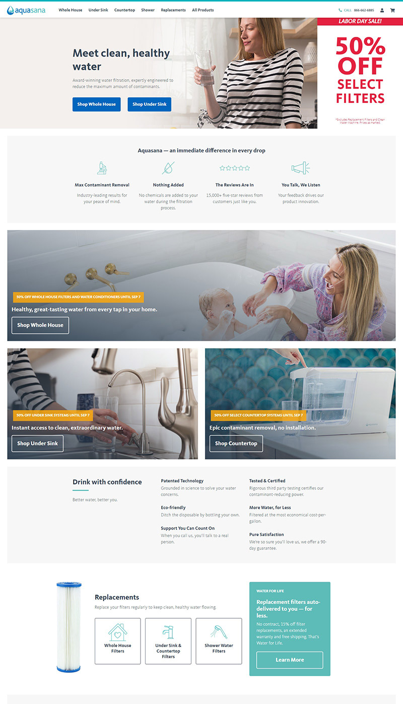Aquasana 美国家用净水系统品牌网站