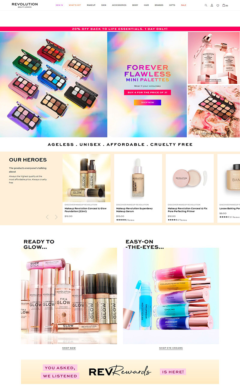 Revolution Beauty 英国知名护肤品海淘网站