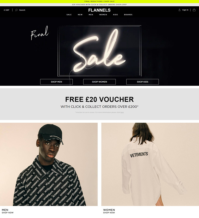 Flannels New 英国知名奢侈品购物网站