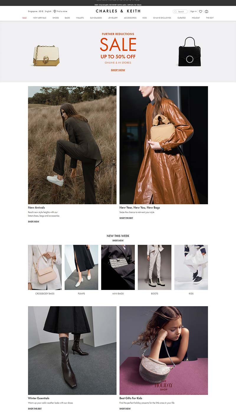 Charles & Keith 新加坡时尚品牌购物网站