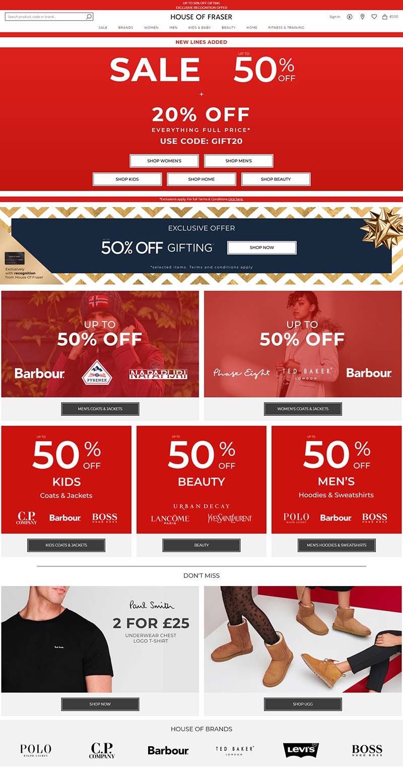 House of Fraser 英国精品连锁百货购物网站