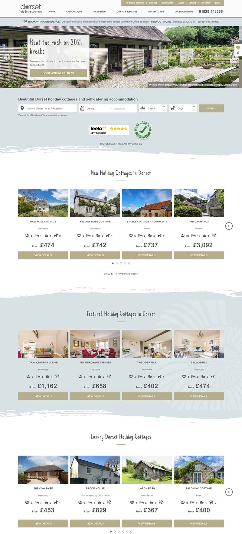 Dorset Hideaways 英国度假屋预订网站