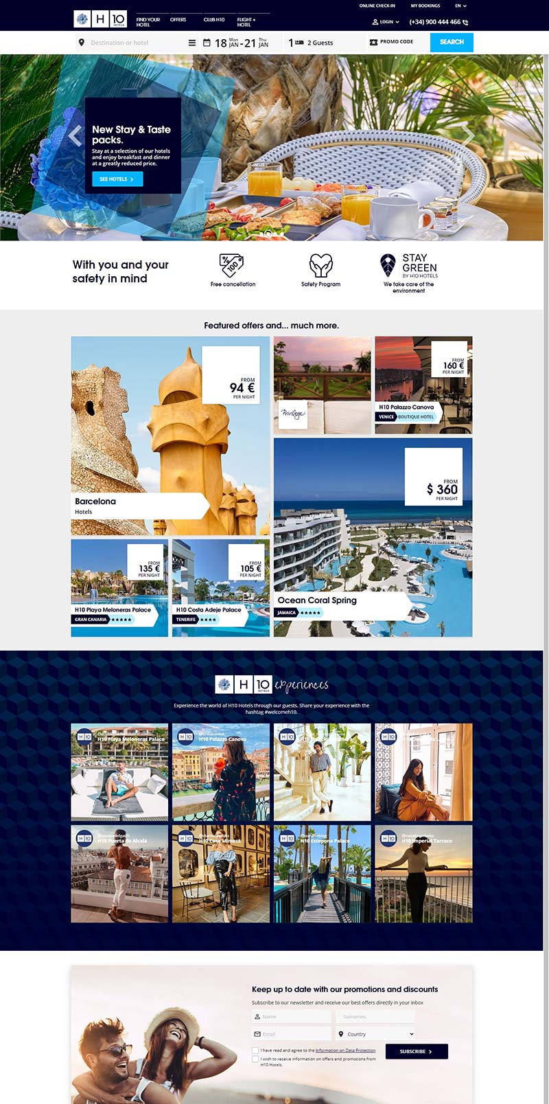 H10 Hotels 西班牙连锁酒店预订网站