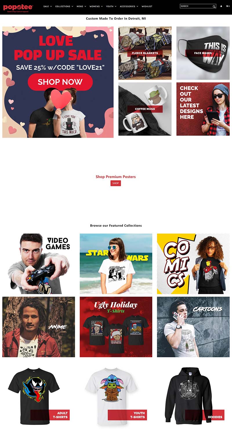 PopUpTee 美国原创流行服饰品牌网站