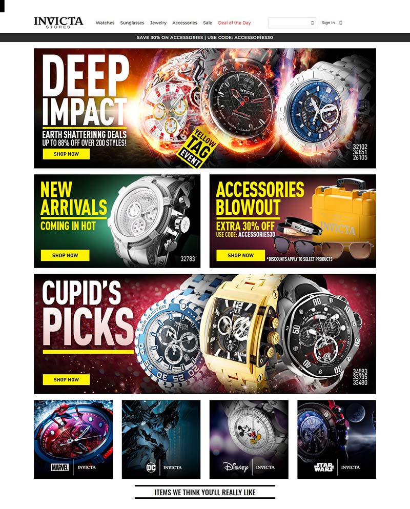 Invicta stores 瑞士钟表品牌海淘网站