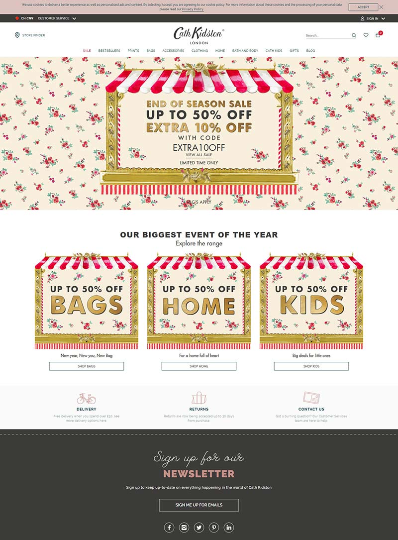 Cath Kidston 英国生活方式品牌网站