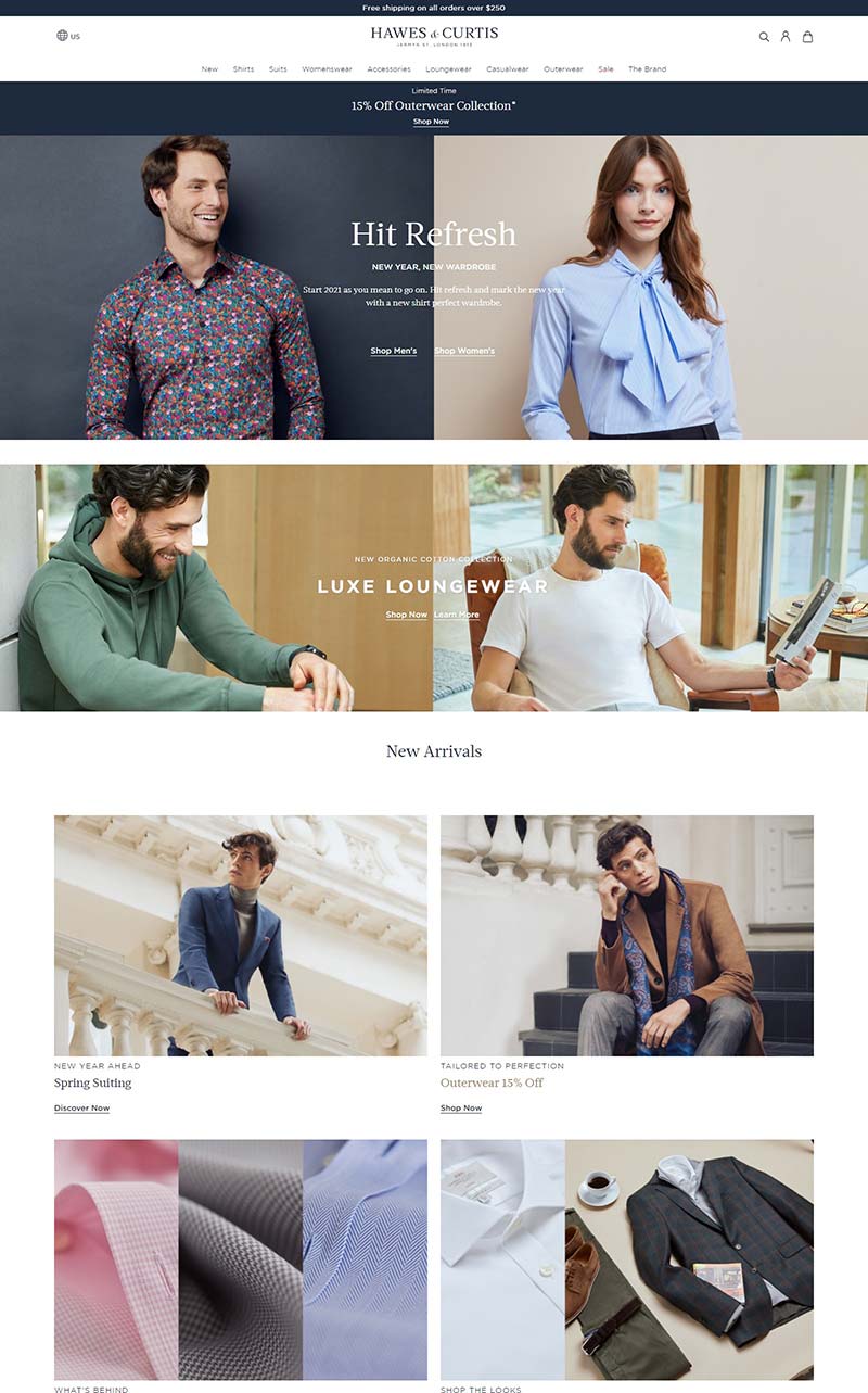 Hawes & Curtis 英国经典服饰品牌网站