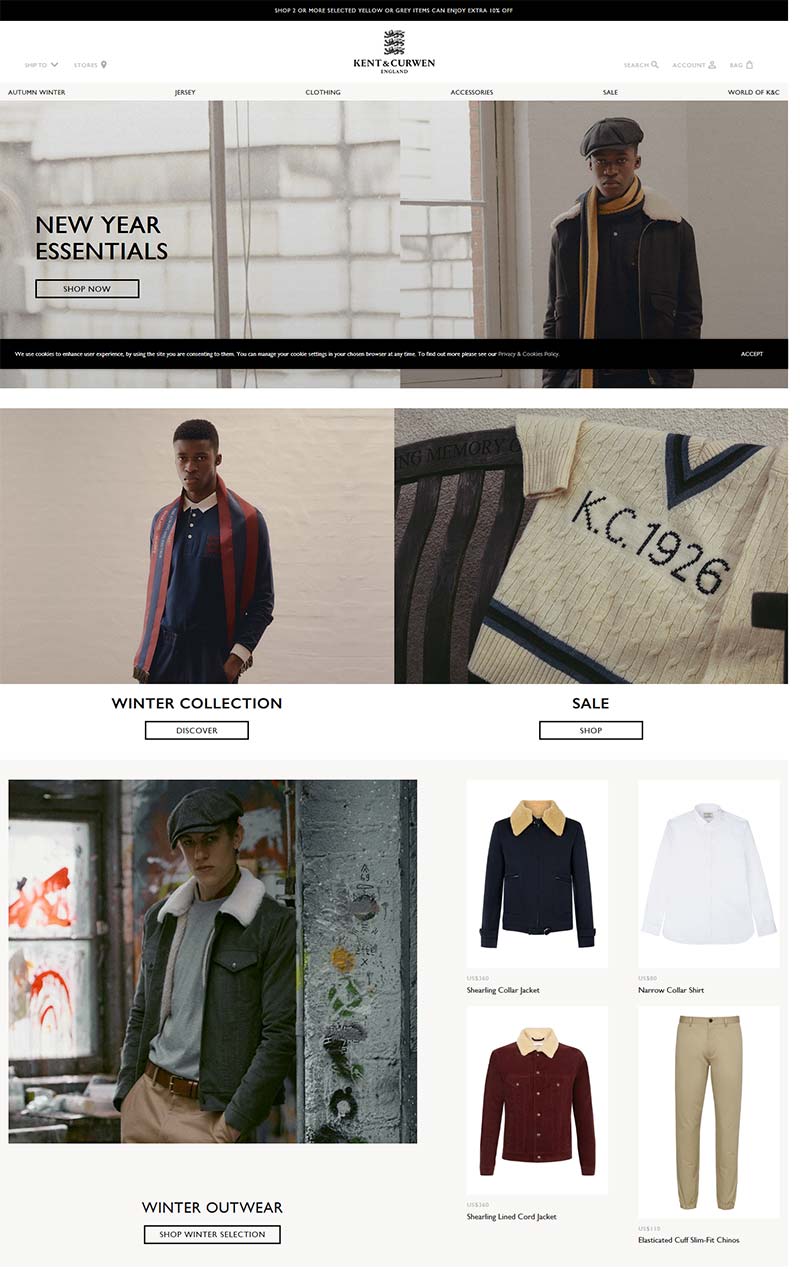 Kent & Curwen 英国传统运动休闲服品牌网站