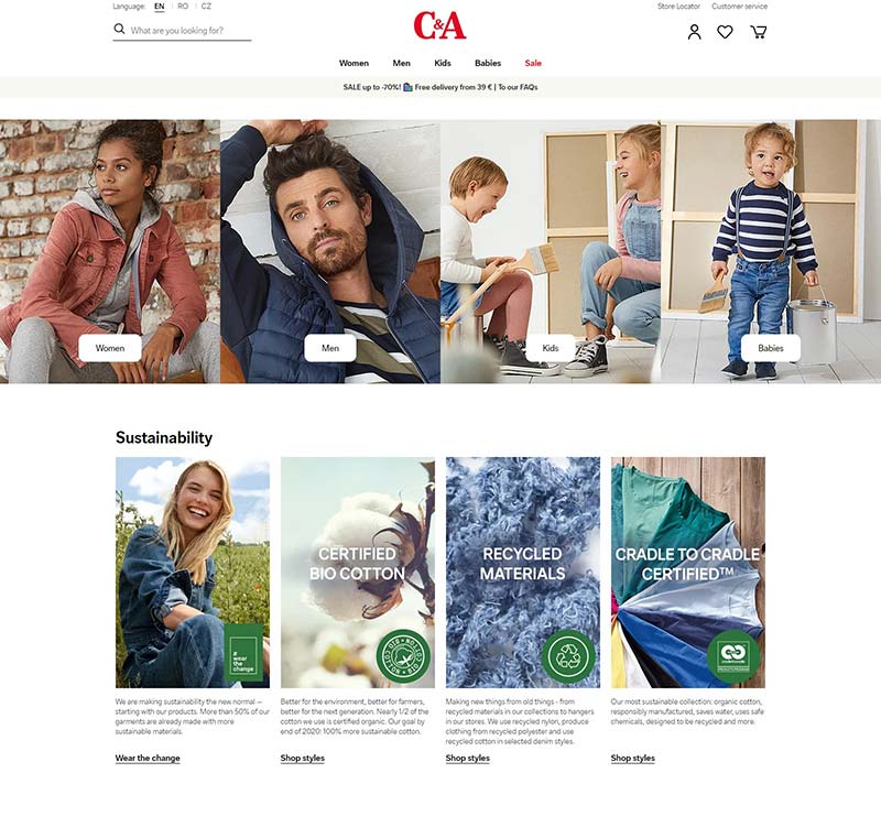 C&A 荷兰品牌服饰购物网站