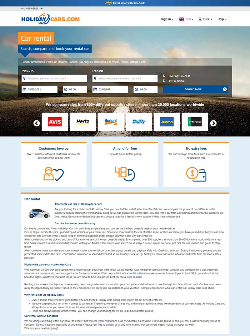 Bookingmonkey 全球汽车租赁品牌网站