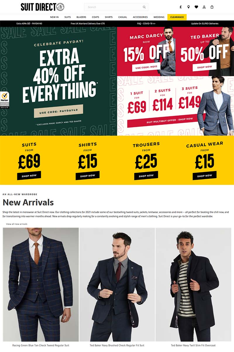 Suit Direct 英国专业西服品牌购物网站
