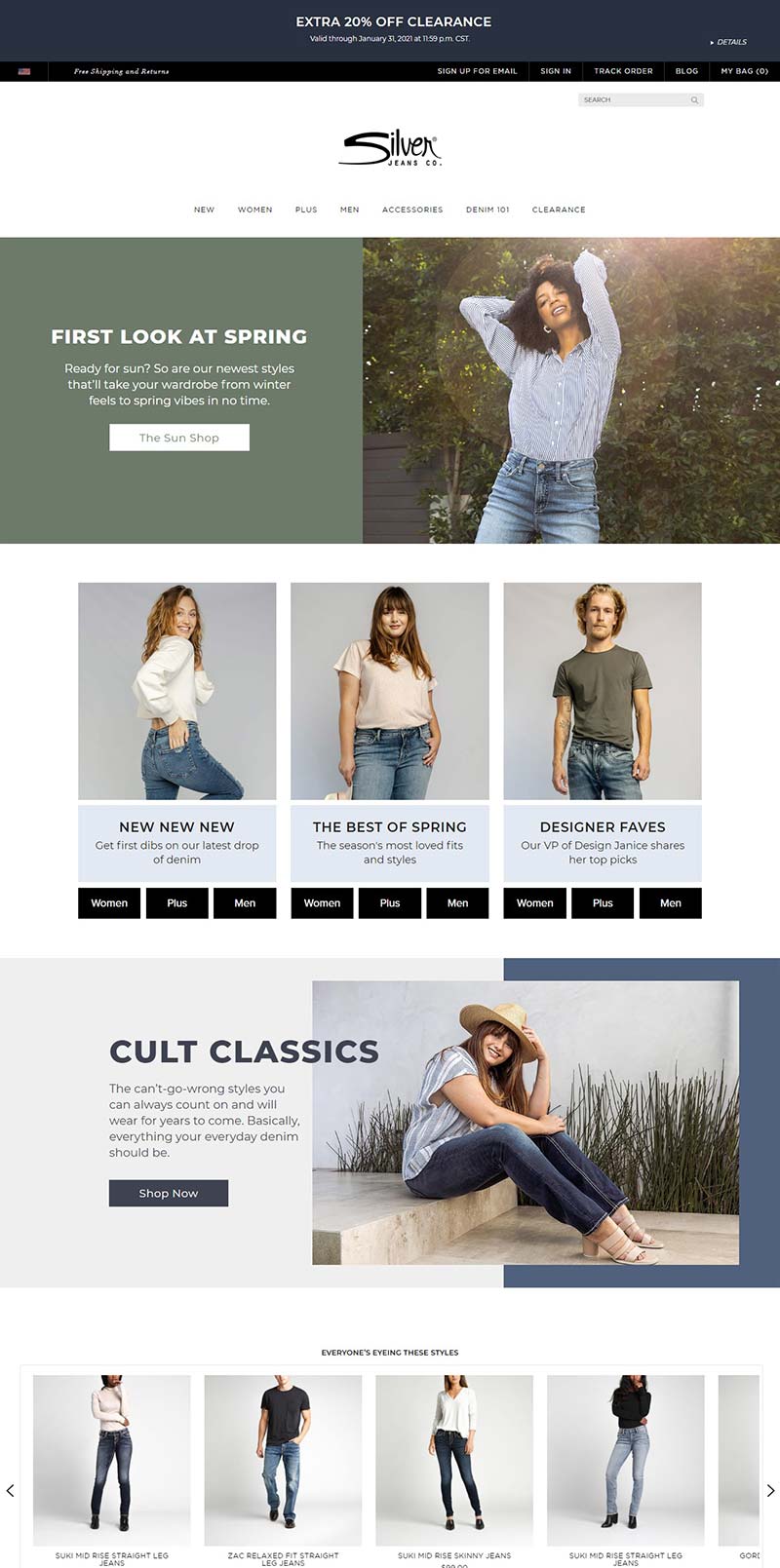 Silver Jeans 美国高端牛仔裤品牌网站
