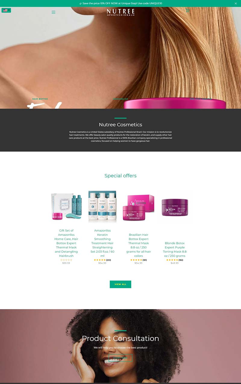 Nutree Cosmetics 美国洗护美发品牌海淘网站