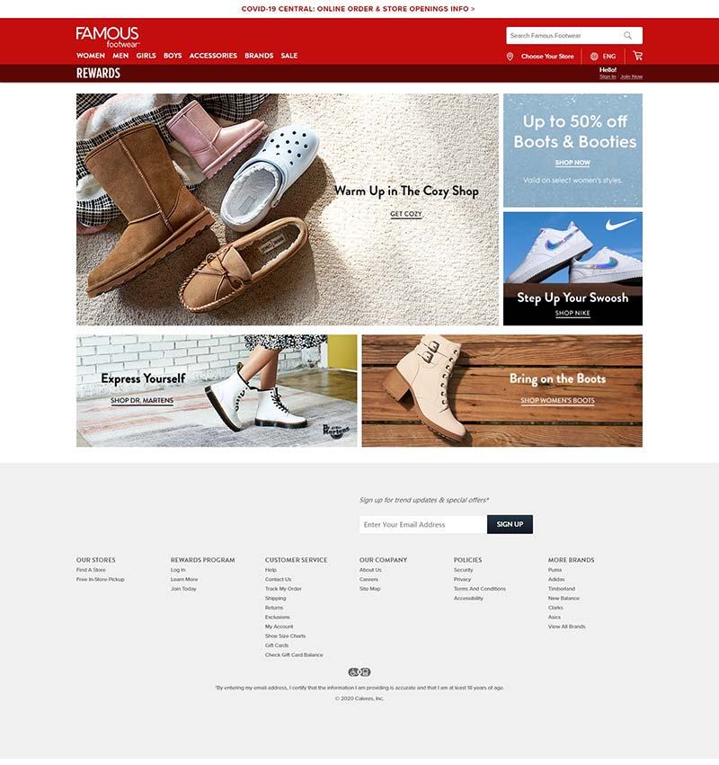 Famous Footwear 加拿大品牌鞋履购物网站
