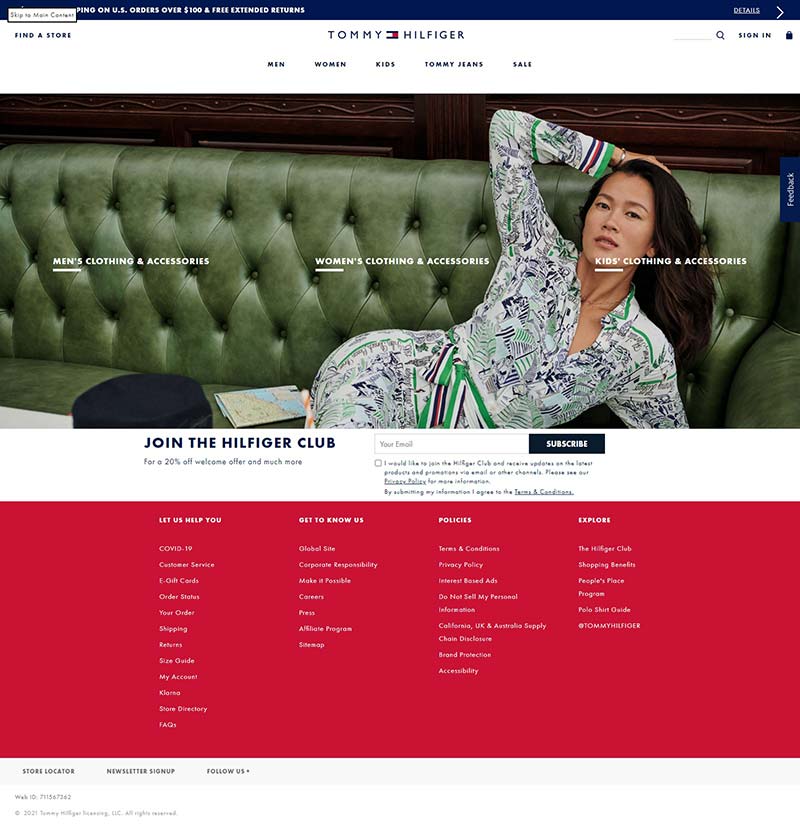 Tommy Hilfiger 美国休闲服饰品牌网站